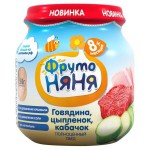 Пюре, Фрутоняня 100 г говядина цыпленок кабачок с 8 мес