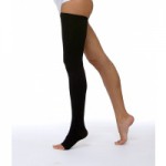 Чулок компрессионный кругловязаный, р. 1 ЧККВ ЦК до бедра 2 класс компрессии с открытым мыском черный