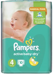 Подгузники 10 шт. Pampers актив беби драй макси 8-14 кг