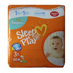 Подгузники 100 шт. Pampers Слип энд Плей миди с ромашкой 5-9 кг