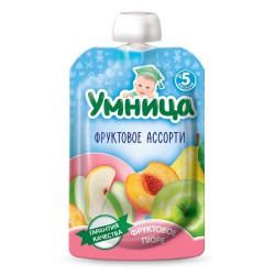 Пюре, Умница 100 г фруктовое ассорти с 5 мес дой-пак