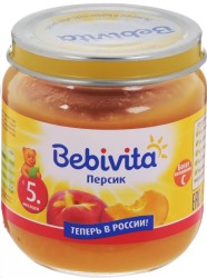 Пюре, Bebivita (Бебивита) 100 г персик с сахаром с 5 мес